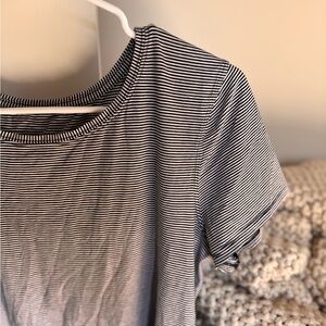 lululemon athletica Black and White Striped Short Sleeve Tee